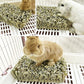 Hamiledyi Rabbit Grass Bed Bunny Natural Straw Woven Mat Guinea Pig Hay Mat Chew Mat for Rabbit Guinea Pig Chinchilla Squirrel Hedgehog(10.6x7.5x3.5inches)