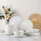 GBHOME Ceramic Dinnerware Sets for 4, 12 Pieces Stoneware Plates and Bowls Sets, Reactive Glaze Dishes -Scratch Resistant, Dishwasher&Microwave Safe-Star White