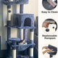 Cat Tree for Large Cats with Metal Plush Big Hammock, 56.3" Cat Tower for Indoor Cats with 2 Door Condo House, 6-Tier Cat Shelves with Scratching Posts and Large Top Perch, Dark Gray