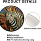 Lygond Metal Sign Tin Sign Circular Stained Glass Zebra Boho Office Decor for Gift 8×8 Inches