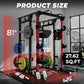 RitFit Smith Machine Power Cage with LAT Pulldown & Cable Crossover, All-in-One Power Rack Home Gym System with Leg Press Attachment & Accessories