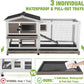 GUTINNEEN Rabbit Cage Indoor Bunny Hutch with Chew-Proof Ramp - 2 Story Guinea Pig Cages Outdoor with 6 Wheels, Leakproof Pull-Out Tray for Rabbits, Guinea Pigs (Brown)