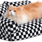 Hollypet Fluffy Plush Dog Cat Pet Couch Soft Calming Sofa Bed for Medium Small Cats and Dogs, Black and White