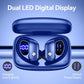 bmani Ear Buds Wireless Earbuds Bluetooth Headphones with 80H Playtime LED Display Case, Over-Ear Hook with Mic, Stereo Sound, Easy Button Controls, Sports Earphones for Running Workout Gym Blue