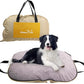 Portable Waterproof Dog Mat for Camping, Patio & Travel - Foldable Outdoor Dog Bed with Teflon Shell & Removable Plush Pad - Easy Clean, Durable - L (Khaki)