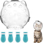 Cat Muzzle, Cat Mouth Cover for Grooming with 4 Silicone Paw Shoes, Cat Anti Bite Helmet, Silicone Claw Covers, Cat Breathable Hood for Cats Bathing Shaving Nail Trimming (Large)