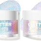 LANGMANNI Holographic Body Glitter Gel for Body, Face, Hair and Lip.Color Changing Glitter Gel Under Light. Vegan & Cruelty Free-1.35 oz (1# Golden Ocean+2# Sparkling Pink)