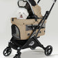 JK Pawadore 4 Wheels Pet Stroller Best Lightweight Foldable Portable Secure Easy Lock NO-Zip 180 ̊ Canopy Sun Shades Waterproof for Small/Medium Dogs 33lbs with Large Storage Basket (Khaki)
