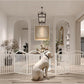 BHG Metal No-Assembly Freestanding Dog Gate with Door Walk Through, Extra Wide 96", Extra Tall 32" Pet Gate, Accordion Puppy Folding Playpen Dog Fence, with 2PCS Support (White, 8 Panels)