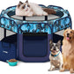 Dog Playpen, Pet Playpen, Portable Cat Playpen, Pop Up Foldable Puppy Playpen Exercise Kennel Tent with Carry Case Collapsible Bowl,Water-Resistant Shade Cover for Outdoor Indoor Travel (Large)
