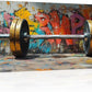 VANSEEING Graffiti Gym Wall Art Canvas Prints Barbell Weightlifting Fitness Picture Sport Motivational Artwork Oil Painting Wall decor for Workout Bedroom Fitness Boys Room 40x20 inch