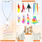 Interactive Cat Toys for Bored Indoor Cats Feather Toys Cat Enrichment for Bored Indoor Adult Cats Kittens-Enhanced with 10 Attachments Mice Rechargeable Auto-Swinging 3in1 Door-Mounted Cat Toy