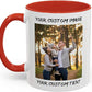 Personalized Coffee Cup with Photo, Logo or Text - Custom Both Sides Printed Mug for Him & Her - Unique Customized Gifts with Names - White/Red