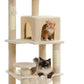PETEPELA 45.7" Cat Tree for Indoor Cats, 5-Level Cat Tower for Large Cats with Metal Frame Large Hammock (17.3"x15.3"), Cat Condo with (18.5"x13") Big Top Perch & 4 Sisal Covered Scratching Post Beige