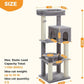 Large Cat Tree with Reinforced Scratching Posts (φ3.1in) for Big Adult Cats 30 lbs, 57.8" Heavy Duty Cat Tower with Larger Hammock and Condo, Cat Furniture for Maine Coon, Plush,Grey