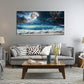 Yxbhhym large Moon Ocean Wall Art Seascape Sea Wall Pictures Canvas Beach Prints Poster Scenery Ocean Paintings Palm Artwork for Bedroom Modern Framed Office Wall Art Living Room Decor-30x60inches
