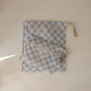 mushie Water Resistant Wet Bags | Large & Small Reusable Storage Bag for Baby Items and Travel | Zippered Pockets with Handle | Machine Washable, Set of 2 (Blue Check)
