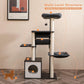 PEQULTI 51.4 Inches Modern Cat Tree Premium 6 Levels Wooden Cat Tower with Fully Sisal Covered Scratching Posts, Cozy Condo, Spacious Perch, Super Large Hammock and Swing Tunnel for Indoor Cats Gray