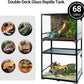 Double Stacked Reptile Tank, 24" x 18" x 44" Tall Reptiles Terrarium, Front Opening, Full Vision, Knock Down, 2 Pack 34 Gallon Glass Cage for Reptile, Bearded Dragon, Lizard, Snake, Gecko