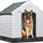 LEMBERI Durable Waterproof Plastic Dog House for Small to Large Sized Dogs, Indoor Outdoor Doghouse Puppy Shelter with Elevated Floor, Easy to Assemble (Gray, 42''L*38''W*39''H)