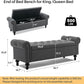 58.1'' Storage Bench Upholstered Linen End of Bedroom Bed Bench Ottoman with Tufted Cushioned Rolled Arm Large Storage Space for Reading Living Room Entryway, Grey