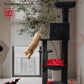 Gothic Cat Tree with Super Large Hammock, 56.3" Black Cat Tower with Coffin Bed, Cat Condo, Sisal Scratching Posts & Top Perch, Multi-Level Goth Cat Tree, Halloween, Black