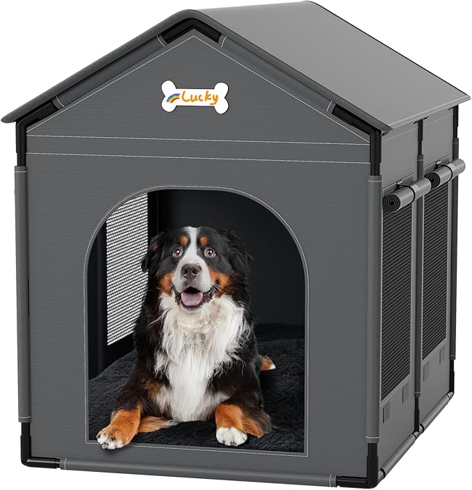 XL Indoor Dog House Dog Kennel Bed Mat with Cushion for Small Medium Large Dogs Cats, Winter Warm Cat Nest Puppy Cave Sofa Pet Products Easy Assembly, 33.9 * 26.8 Inches