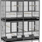 Combo Breeding Stacker Center Divided Breeder Bird Flight Double Rolling Cage with Side Breeding Nest Door (Black Vein, Triple Stack)