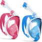 W WSTOO Kids Full Face Snorkel Masks,Suitable for Beginners Dry Top Snorkeling Gear,Can Your Mouth or Nose to Breathe,180 Degrees Panoramic View,Anti-Fog Anti-Leak,Summer Travel and Vacationing Gifts