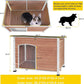 Dog House Outdoor & Indoor Wooden Dog Kennel for Winter with Raised Feet Weatherproof for Small & Medium & Large Dogs,Unique All-Around Iron Frame，Light Brown