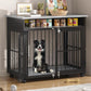 39.4" Dog Crate Furniture for Medium and Large Breed, Dog Kennel Furniture with Storage Shelf & Lockable Wheels, Heavy Duty Wooden End Side Table Pet Cage Indoor, Chew-Resistant, Grey
