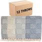 Arkwright Common Ground Bulk Blankets - Pack of 12 - Reversible 100% Cotton All Season Lightweight Couch Bed Throws for Wedding Guests, Travel, and Outdoor Events, 50 x 70 in, Block