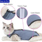 Cat Surgery Recovery Suit Cat Onesie for Cats After Surgery Spay Surgical Abdominal Wound Skin Diseases E-Collar Alternative Wear (Grey-Blue-L)