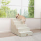 Made4Pets Dog Stairs for High Bed, Extra Wide Pet Stairs for Bed Couch Sofa, 35D Foam Pet Steps for Small Dogs and Cats, Non-Slip Bottom Dog Steps, Beige, 5 Steps