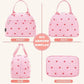 FlowFly Insulated Lunch Bag for Women – Corduroy Lunch Tote Box, Cute Cooler Bag for Work, Travel, Picnic,Corduroy Strawberries RoseRed