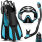 Odoland Kids Snorkeling Packages Snorkel Set, Dry Top Snorkel Mask with Adjustable Swim Fins for Boys and Girls Age 7-14