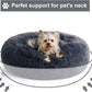 WNPETHOME Calming Dog Bed & Cat Bed, Anti-Anxiety Donut Small Dog Beds, Fluffy Faux Fur Cat Cushion Dogs Beds for Small Dogs and Cats (20 x 20 x 8 Inch, Navy Grey)