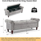 58.1'' Storage Bench Upholstered Chenille End of Bedroom Bed Bench Ottoman with Tufted Cushioned Rolled Arm Large Storage Space for Reading Living Room Entryway, Light Grey