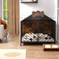 Heavy Duty Dog Crate Furniture for Large Breed - 39.4" Chew-Proof Kennel with Gable Roof, Double Door Escape-Proof Indoor Dog Cage, Rustic Brown