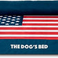 The Dog’s Bed, Large Blue Oxford with Red Trim USA Flag Dog Bed with Central Flag 36x27 Memory Foam, Pain Relief: Arthritis, Post Surgery,Waterproof Washable Cover, Veterinary Approved