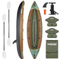 Inflatable Kayak, Portable Ripstop Oxford Cloth Recreational Touring Kayak with Fiberglass Kayak Paddle, Hand Pump and Carrying Bag, 1/2 Person