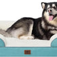 EHEYCIGA Orthopedic XL Dog Beds, Waterproof Memory Foam Dog Bed for Extra Large Dogs, Non-Slip Bottom and Egg-Crate Foam Big Pet Couch Bed with Washable Removable Cover, Turquoise Blue