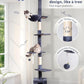 Floor to Ceiling Cat Tree, 5-Tier Height (95-109 inches) - Adjustable Cat Climbing Tower with Sisal Scratching Posts, Cat Condo, Hammock, Platforms, and Hanging Balls