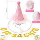 Dog Birthday Party Supplies Set,Birthday Bandana,Boy Girl Dog Birthday Hat with Numbers,Happy Birthday Banner for Golden Retriever French Bulldog Labrador Teddy Husky (Pink)