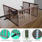 ZJSF Freestanding Indoor Dog Gate for House Foldable Wood Puppy Gate for Doorways Pet Gate for Stairs Extra Wide Pet Fence, Brown, 32" Height 6 Panels