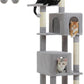 62-Inch Cat Tree for Indoor Cats, Large Cat Tower with Scratching Posts for Large Cats, 2 Bigger Plush Condos, Padded Platform, Soft Cat Bed and Scratching Pad, 2 Pompoms, Gray