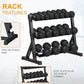 Premium Rubber Coated Hex Dumbbell Weight Set with Rack, Multiple Packages,210LB/350LB/450LB/550LB Set for Home Gym, Hand Weights for Muscle Toning, Strength Building & Full Body Workout