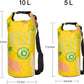 Dry Bag Waterproof,10L Roll Top Backpack Floating Dry Bag for Kayaking Boating Swimming Hiking Camping Outdoor Activities,Yellow Pineapple
