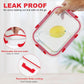 30 Pieces Glass Food Storage Containers Set, Glass Meal Prep Containers Set with Snap Locking Lids, Airtight Glass Lunch Containers, Microwave, Oven, Freezer & Dishwasher, Red
