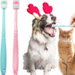 BLMHTWO 2 Pieces Cat Toothbrush, Dog Toothbrush 360-Degree Dog Toothbrushs Small with Independent Transparent Packaging Box and PP Handle Silicone Toothbrushs for Small Dogs (Green and Pink)